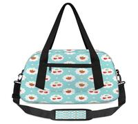 Strawberry Cherry Kids Overnight Duffle Bags for Girls Boys, Fruit Pattern Lightweight Sports Gym Bag for Kids,Small Overnight Weekender Carry on Travel Bags Dance Bag, Strawberry Cherry, 18.5L x 7.8W