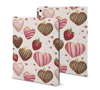 Strawberry Chocolate Compatible with iPad Protective Case with Pen Holder Book Style