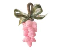 Strawberry Cluster Soap on a Rope, Portable Red Decorative Fruit Shape, 18cm, with Green Bow, for Bathrooms, Kitchens and Guest Rooms (DD)