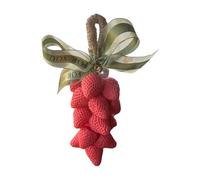 Strawberry Cluster Soap on a Rope, Portable Red Decorative Fruit Shape, 18cm, with Green Bow, for Bathrooms, Kitchens and Guest Rooms (BB)