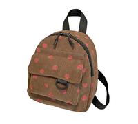 Strawberry Corduroy Mini Backpack Purse Travel Shoulder Bag Stylish Small Backpack Casual Daypack for Girls Teenagers and College Students (Brown)