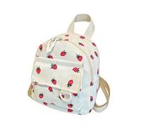 Strawberry Corduroy Mini Backpack Purse Travel Shoulder Bag Stylish Small Backpack Casual Daypack for Girls Teenagers and College Students (White)