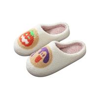 Strawberry Cotton Slippers Cherry Love Heart Cowboy Boot Fox Cat Designs Vintage Memory Foam Indoor Household Cloud Slip-On, cookie pumpkin, 38.5/39.5 EU