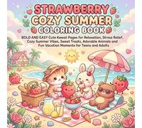 Strawberry Cozy Summer Coloring Book: Bold and Easy Cute Kawaii Pages for Relaxation, Stress Relief, Cozy Summer Vibes, Sweet Treats, Adorable Animals and Fun Vacation Moments for Teens and Adults