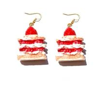 Strawberry Cream Cake Earrings for Women in a Drop Hook Style