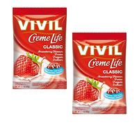 Strawberry Creme - Vivil Creme Life Hard Candy Sugar Free Sweets 60g - Pack of 2