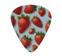 Strawberry cute background guitar pick set, 3 different thicknesses, 12 pieces for a variety of instruments