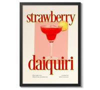 Strawberry Daiquiri Print, Cocktail Poster, Framed Drink Wall Art, Modern Kitchen Decor, Drinks Poster, Gift Idea, Archival Matte, A5 (Framed) - 21x14.8cm