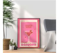 Strawberry Daiquiri - Vintage Cocktail Print, Home Bar Art Display - Retro Bar Decor for Home, Kitchen, Lounge - Ideal Poster Cocktail Lovers, A4 A3 Home Decoration Wall Art Deco (A4 Print Only)