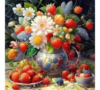 Strawberry Daisy Jigsaw Puzzle 500 Pieces 45x45cm/18x18inch, Difficult jigsaw puzzles for Adults 500, Beautiful Art work, Great Festive Puzzle Gift for Men/Women