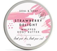 Strawberry Delight Whipped Body Butter - 150gr, Moisturising Skincare with Sunflower Oil, Shea and Cocoa Butter, Vegan Plastic Free