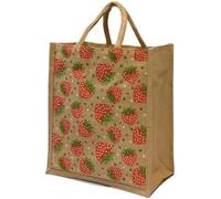Strawberry Design Zippable Jute Bag Medium Size Luxury Reusable PACK OF 2