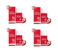 Strawberry Dew Tinted Sunscreen SPF 50+ PA++++ - Broad Spectrum, Water-Resistant, Hydrating Formula with Niacinamide & Hyaluronic Acid, Lightweight Natural Finish (4pcs)