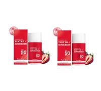 Strawberry Dew Tinted Sunscreen SPF 50+ PA++++ - Broad Spectrum, Water-Resistant, Hydrating Formula with Niacinamide & Hyaluronic Acid, Lightweight Natural Finish (2pcs)