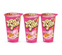 Strawberry Dip Biscuit Sticks Snack Cups, Crunchy Wafer Sticks with Sweet Strawberry Cream Dip - Japanese Style Treat - Pack of 3 x 44g