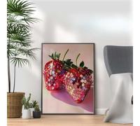 Strawberry Disco Ball Kitchen Wall Art Print - Funky Retro Food Poster, Cute Aesthetic Fruit Decor for Kitchen, Dining Room or Bar Cart (A4 Print Only)