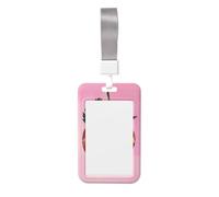Strawberry Disco Ball Pink Aesthetic Sliding Id Badge Holder Hard Plastic Work Card Case Name Tag Protector for Nurses Office