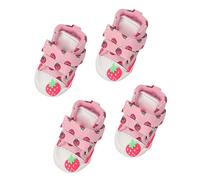 Strawberry Dog Boots, Slip Breathable Canvas Dog Shoes with Velvet Lining and Non Slip Sole, Cute Protectors for Small Dogs like Teddy Bichon Pomeranian (Style 1)