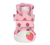 Strawberry Dog Boots Slip Resistant Breathable Canvas Pet Shoes with Cute Toe Decoration, Non Slip PVC Sole and Double Hook Closure for Small Dogs like Teddy Bichon (Type 5(8.3 X 8.3 X 3.5in))