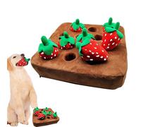 Strawberry Dog Puzzle Toy - Seek Farm Interactive Plush, Enrichment Chew Game for Aggressive Chewers, 12 Strawberry Feeding Games | Estimate Gift