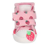 Strawberry Dog Shoes Slip Breathable Canvas Pet Boots with Velvet Lining, Cute Non Slip Protectors for Small Dogs like Teddy Bichon Pomeranian (Type 2)