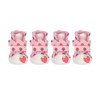 Strawberry Dog Shoes Slip Breathable Canvas Pet Boots with Velvet Lining, Cute Non Slip Protectors for Small Dogs like Teddy Bichon Pomeranian (4)