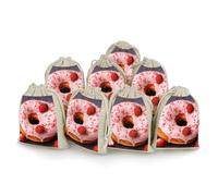 Strawberry Donut Bunches Pocket Cotton And Hemp with Drawstring 8 Pieces Reusable Gift Bags Jewelry Pouch for Wedding DIY Craft Party (4.9 X 6.7 Inch)
