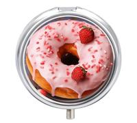 Strawberry Donut Pill Box, 3 Compartment Small Pill Case Waterproof Travel Pill Organizer for Pocket Or Purse Portable Mini Medicine Tablet Vitamin Holder Pill Case