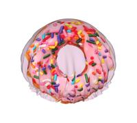 Strawberry Donut Print Double Layer Shower Cap Reusable Lightweight And Soft Bath Hair Cap For Women