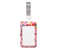 Strawberry Donut Print Id Card Holder,Badge Holder with Lanyard,Work Pass Protector for Office Staff School Nurse