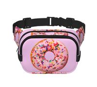 Strawberry Donut Print Men and Women Square Double Layer Waist Bag Workout Crossbody Travel Waist Bag, Black, One Size
