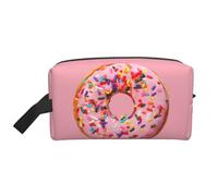 Strawberry Donut Print Portable Travel Toiletry Storage Bag Large Capacity 600D Polyester Cosmetic Storage Bag