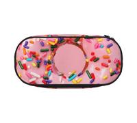 Strawberry Donut Print Unisex Pencil Case Pouch - Compact Design for Pencils, Small Items - Double-Headed Zipper