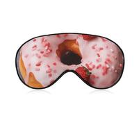 Strawberry Donut Sleep Mask for Women Men Side Sleeper Eye Cover with Adjustable Strap Soft Breathable Blackout Mask Slip-Free Deep Sleeping Travel Essentials