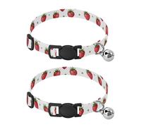 Strawberry Dots White Red Dog Collar 2 Pack Lightweight Small Dog Collar Adjustable Length 10.6" to 17.1"