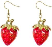Strawberry Drop Dangle Earrings for Women Cute Red Strawberry Earrings Colorful Acrylic Orange Peach Earrings Trendy Fruit Earrings Jewelry, L, Acrylic, No Gemstone