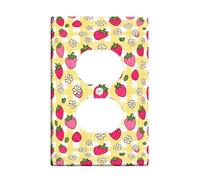Strawberry Duplex Outlet Covers Wall Plate, Summer Playful Chrysanthemum Leaf Summer Yellow Plastic Standard Size Decorative Receptacle Outlet Covers for Home Living Room New Apartment Decor