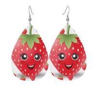 strawberry earring woman earings leather teardrop double sided earrings dangle earrings lightweight women ear accessories jewelry fashion birthday gift