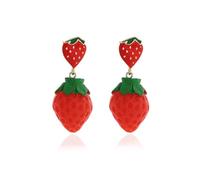 Strawberry Earrings for Women Fruit Drop Dangle Red Cute Sweet Strawberry Jewelry Fashion Lightweight Statement Accessories Gift, Metal, No Gemstone