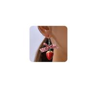 Strawberry Earrings for Women Red Cute Bow Strawberry Cake Drop Dangle Earrings Funny 3D Acrylic Ribbon Fruit Statement Earrings Trendy Jewelry Gifts