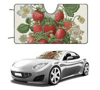 Strawberry Embroidery Car Windshield Sun Shade Keep Car Interior Cool 51"x28" Folding Front Window Sun Shade, Heat Shield for SUV, Truck, Blocks UV