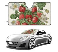 Strawberry Embroidery Car Windshield Sun Shade Keep Car Interior Cool 55"x30" Folding Front Window Sun Shade, Heat Shield for SUV, Truck, Blocks UV