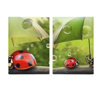 Strawberry Embroidery Passport Wallet Travel Passport Holder Pu Passport Cover Slim Card Case Cover for Women Men Leather Holder Case Travelling Essentials, Funny Ladybug Holding Umbrellas,