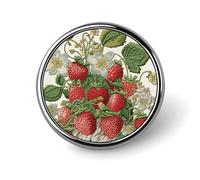 Strawberry Embroidery Round Badge Cute Enamel Lapel Pin Brooches Button Pin Personalized Clothing Decoration Unisex Badge Holder Hats Bags Shirts Decor