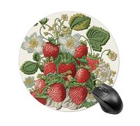 Strawberry Embroidery Round Mouse Pad Smooth Glide Gaming Mousepad Extra Density Portable Comfortable Mouse Mat for Desk, Home, Office 7.8x7.8 Inches