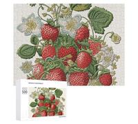 Strawberry Embroidery Wooden Puzzles for Adults 500 PCS Unique Shape Puzzles Wall Art Home Decor for Puzzle Lovers, Family, Friend Creative Gift Toys