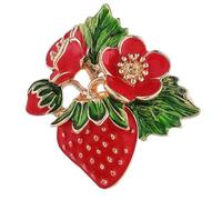 Strawberry Enamel Brooch Red Flower Strawberry Enamel Pin Women Cute Fruit Style Bouquet Lapel Pin Fruit Badges Decoration for Clothing Backpacks Bag