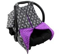 Strawberry Farms Baby Car Seat Cover Canopy and Nursing Cover 2 in 1 Grey and White Arrow with Purple