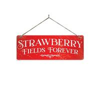 Strawberry Fields - No Holes Sticky Pads. Metal Sign Horizontal - Vintage worn rusty look print Forever Liverpool Beatle