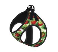Strawberry Fields Print Adjustable Reflective Harness Leash Set For Cats, Dogs And Small Pets, Soft Breathable Mesh Walking Vest With Escape-Proof Lead